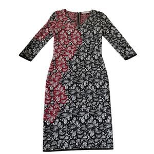 D. Exterior Black&Red Back Zip Stretch Bodycon Midi Dress Women Sz Small | 32-3